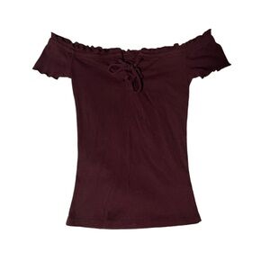 XS, Burgundy, Aéropostale Off the Shoulder Top